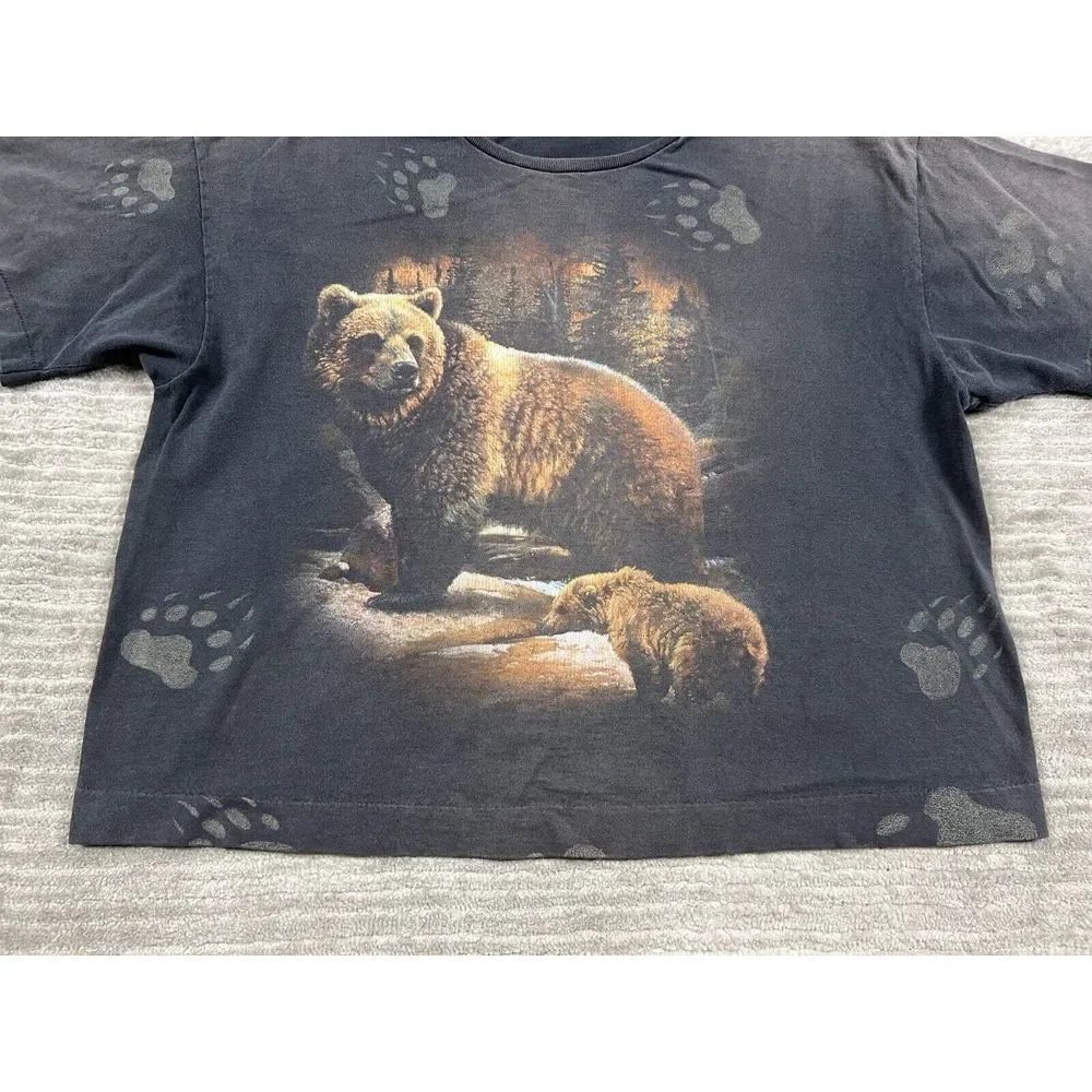 Vintage CMJ 90s Shirt Adult‎ Large Black All over Print Single Stitch Bear